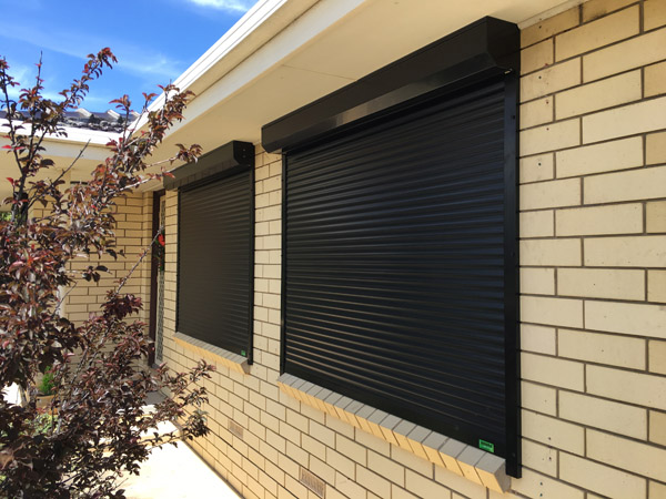 black roller shutters for windows