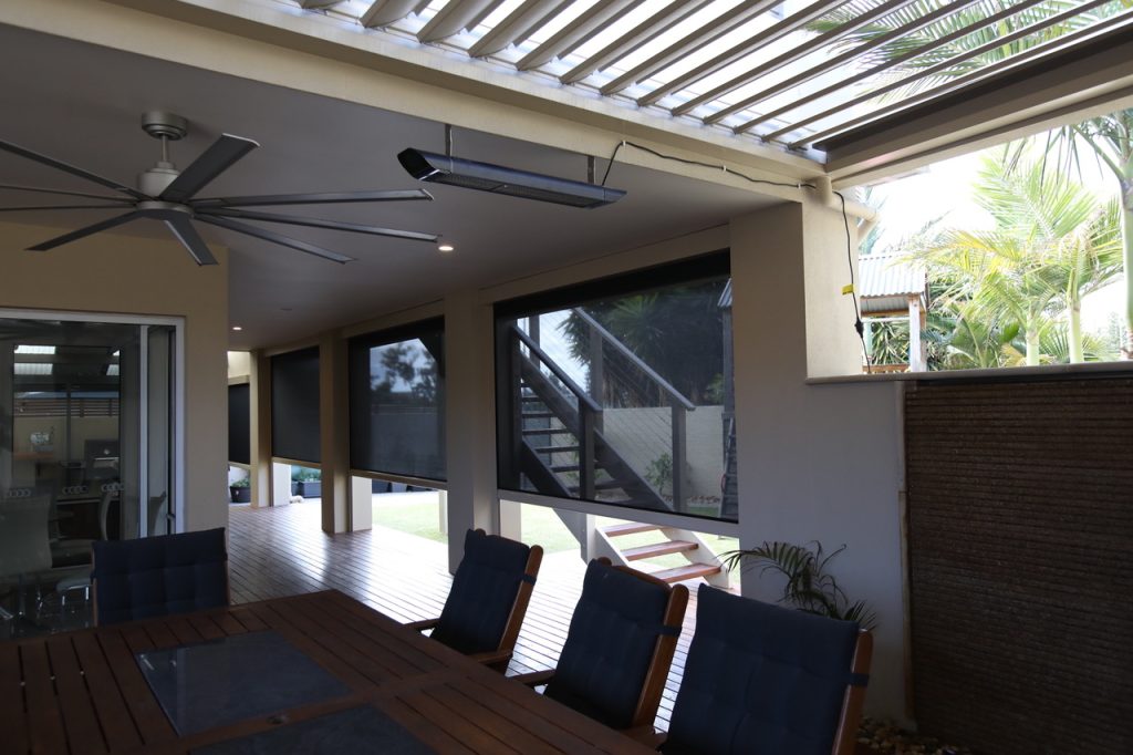 beautiful outdoor roller blind in a cairns' house