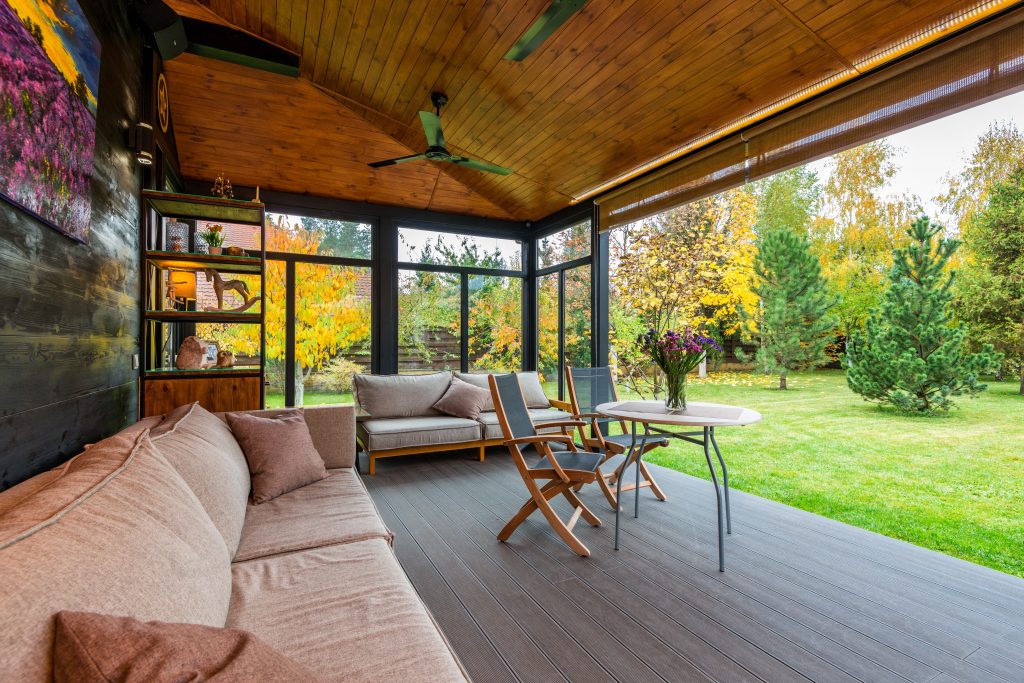 Pergola with a view to a beautiful yard.