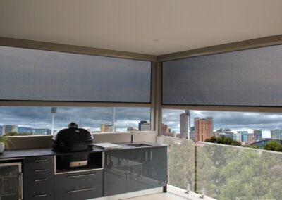 Outdoor blinds on a balcony in Adelaide City